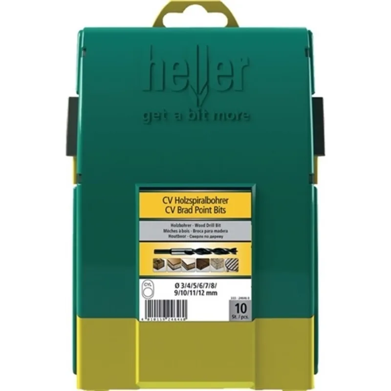 Heller 24646 0 Holz-Spiralbohrer-Set 10teilig 3 mm, 4 mm, 5 mm, 6 mm, 7 mm, 8 mm, 9 mm, 10 mm, 11 mm, 12 mm Zylinderschaft 1 Set de Heller – image du produit 2 sur 2