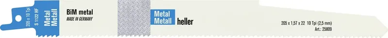 Heller 25809 8 Heller BiM metal Säbelsägeblatt, Set 5-teilig, 205 x 1,57 x 22 10 Tpi (2,5 mm) Sägeblatt-Länge 205 mm 1 St. von Heller – Produktbild