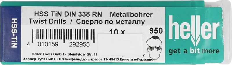 Heller 29303 7 HSS TiN Metall-Spiralbohrer 10teilig 10 mm Gesamtlänge 133 mm titanbeschichtet DIN 338 10 St. fra Heller – produktbillede