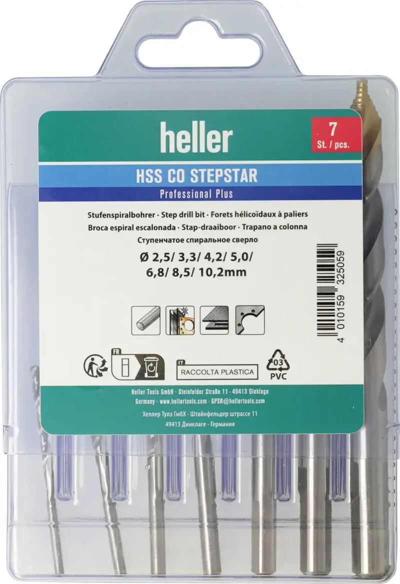 Heller 325059 HSS-Co Stepstar 7 tlg. HSS-Co Metall-Spiralbohrer-Set DIN 338 1 Set von Heller – Produktbild