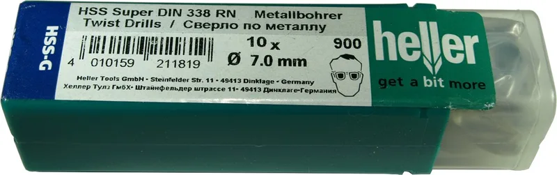 HSS Metaal-Spiraalboor 7mm x 109mm 10 stuks von Heller – Produktbild