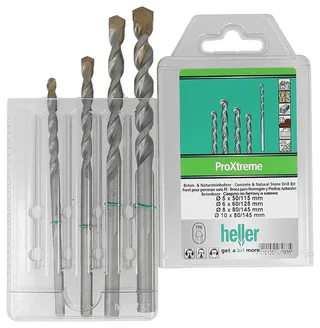 ProXtreme 28263 5 Hartmetall Beton-Spiralbohrer-Set 4teilig 5 mm, 6 mm, 8 mm, 10 mm Dreikantschaft 1 Set de Heller – image du produit 2 sur 2