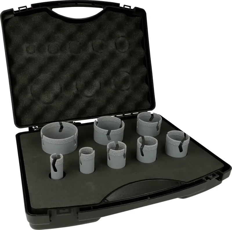 Vakuumgelötetes Lochsägen Set 8 tlg. 324991 Diamant-Bohrer 20 mm, 25 mm, 32 mm, 35 mm, 40 mm, 50 mm, 60 mm, 68 mm 1 Set från Heller – produktbild 1 av 2
