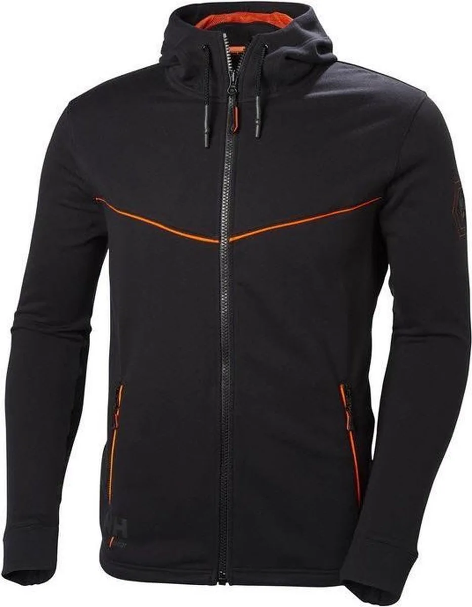 Helly Hansen 79197 Evolution Zip Hoodie Regular Fit Chelsea van Helly Hansen Workwear, Zwart, Oranje – productafbeelding