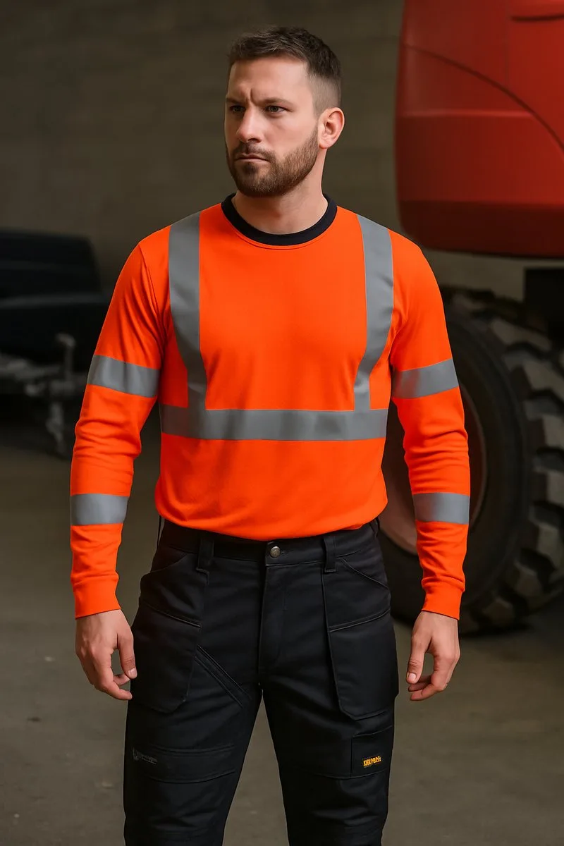 High-Visibility Werkshirt Helly Hansen Workwear – Esbjerg Crewneck 75018 – EN ISO 20471 Klasse 3 – Fluoriserend Oranje – Lange Mouwen – Reflecterende Strepen – Veiligheidswerkkleding voor Bouw, Logistiek en Infra fra Helly Hansen Workwear, Orange, XXL – produktbillede