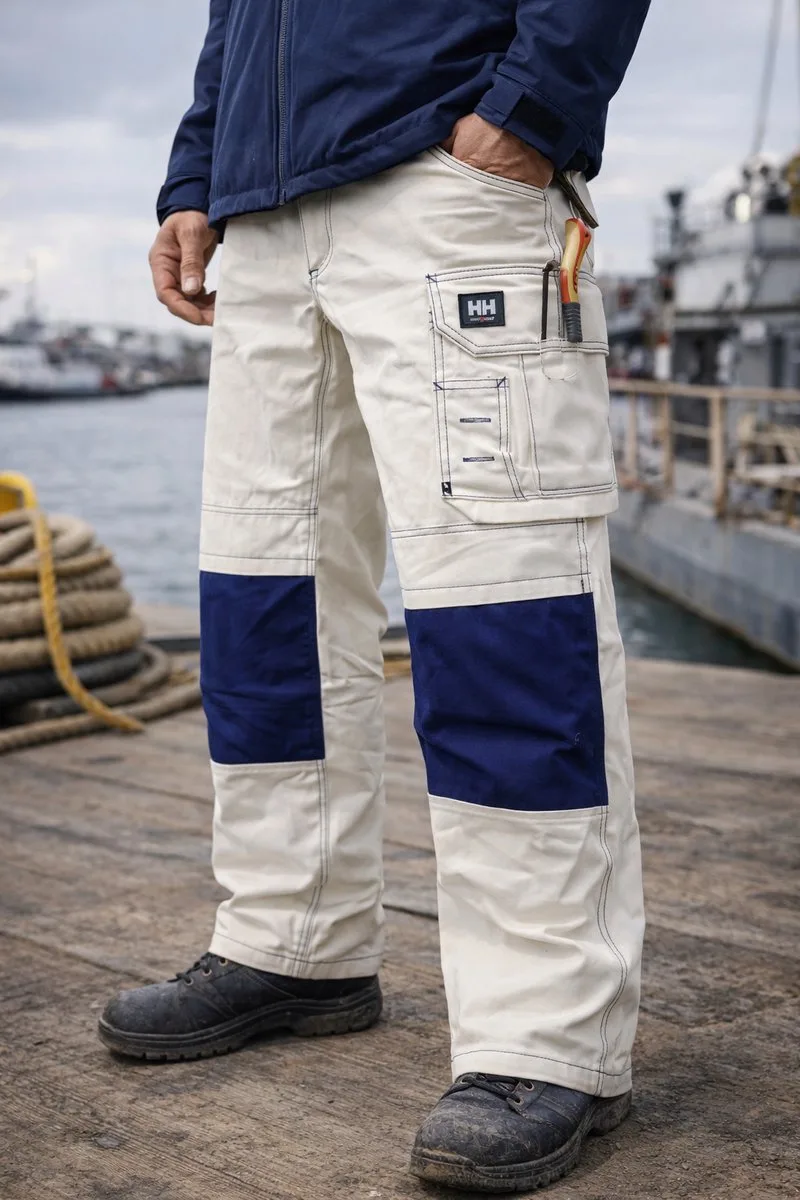 Werkbroek Helly Hansen 76446 – Off White/Indigo (915) – C56 W39/L33 – Duurzame Werkbroek met Knieversteviging de Helly Hansen Workwear, Blanc – image du produit