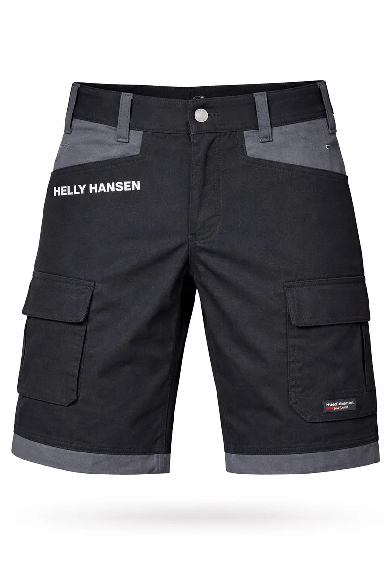 Werkshort Heren – Helly Hansen Chelsea Shorts 76443 Zwart/Antraciet – (W30) – Professionele Werkbroek Kort met Cargo Zakken van Helly Hansen Workwear, Zwart, C44 – productafbeelding