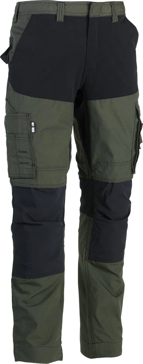 Hector werkbroek Experts (1803) - Khaki | Zwart van Herock, Donker Kaki, Zwart, 38 – productafbeelding