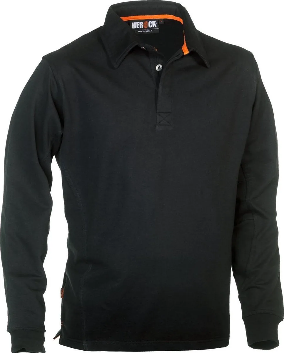 Troja Polo lange mouwen - Zwart - Essentials fra Herock, Sort, XL – produktbillede