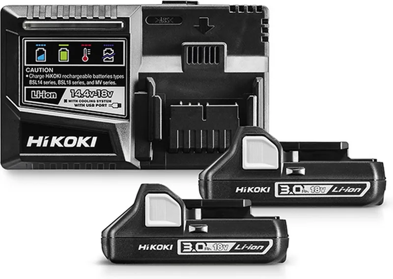 BoosterPack 2 x 18 V 3,0 Ah Accu + Snellader 14,4 V / 18 V - UC18YSL3WC2 de HiKOKI – image du produit