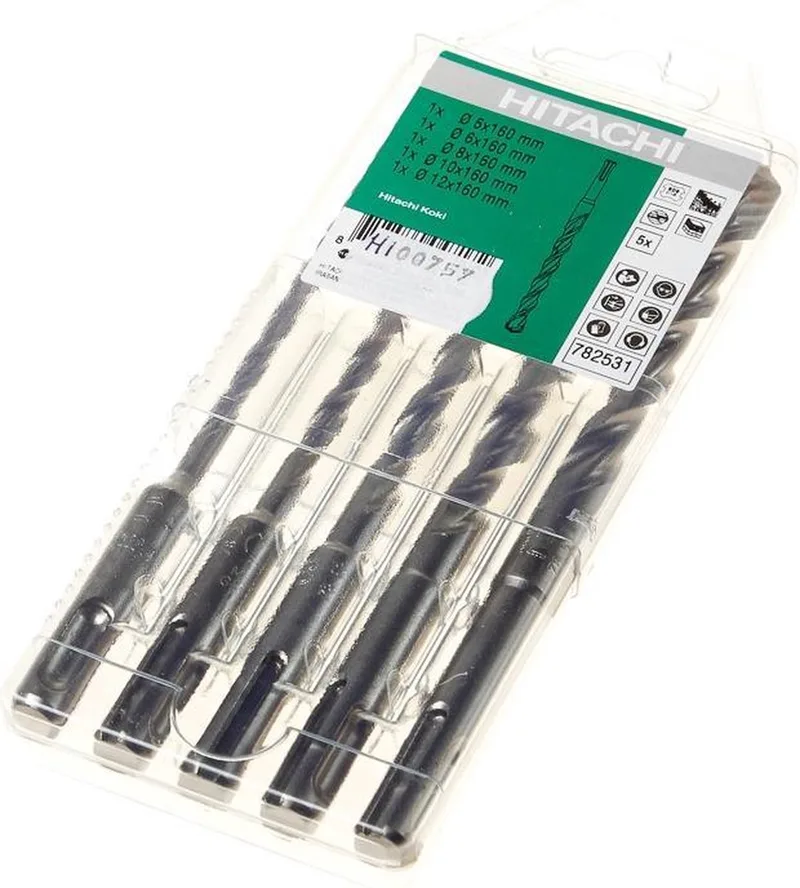 HM-Hammerbohrerset SDS-Plus 5-teilig 5/6/8/10/12 x 160 mm von HiKOKI – Produktbild