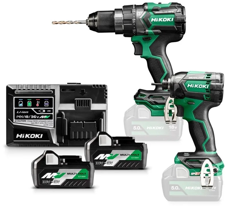 KC18DCWBZ 18 Volt Combopack DV18DC Accu klopboormachine + WH18DC Slagschroevendraaier met 2x BSL36A18 multivolt accu en lader in HSC III by HiKOKI – product image