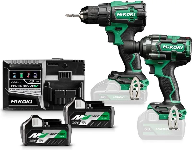 KC18DEWJZ 18 Volt Combopack DS18DE accuboormachine+ WR18DE slagmoersleutel met 2x 5Ah multivolt accus en lader in HSC III by HiKOKI – product image