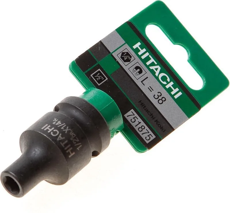 Steckschlüssel Bit-Adapter 1/2" auf 1/4" magnetisch 38mm schlagfest von HiKOKI, Schwarz – Produktbild
