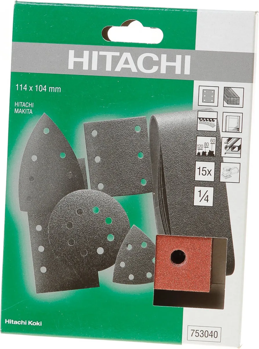 schuurstroken k60/80/120 110x104 15x 753040 van HiKOKI – productafbeelding