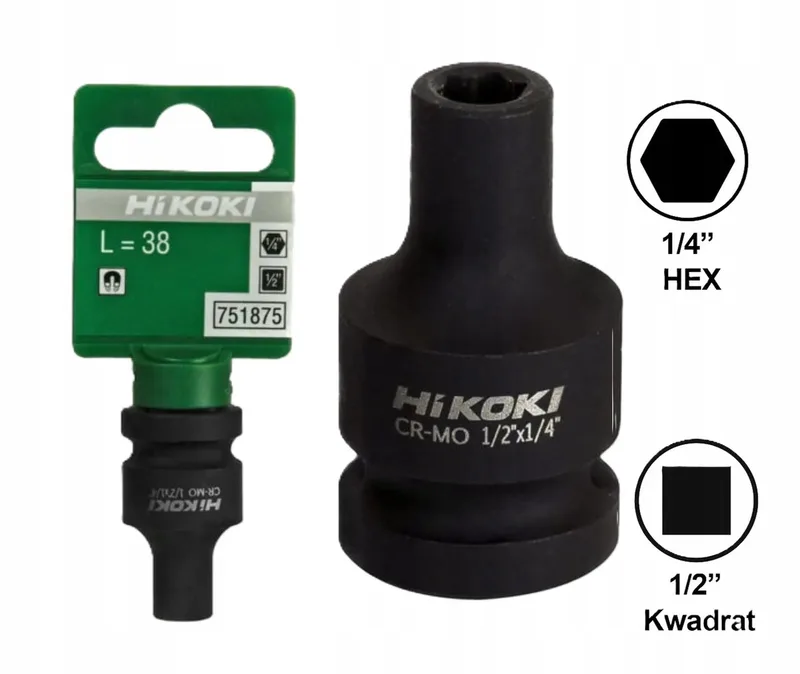 slagmoersleutel adapter 1/2" naar 1/4" bit met magneet by HiKOKI – product image