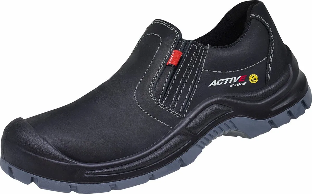 Active 100 S3 werkschoenen - veiligheidsschoenen - safety shoes - heren - instapper - laag - stalen neus - antislip - ESD - zwart de HKS, Noir, 47 – image du produit