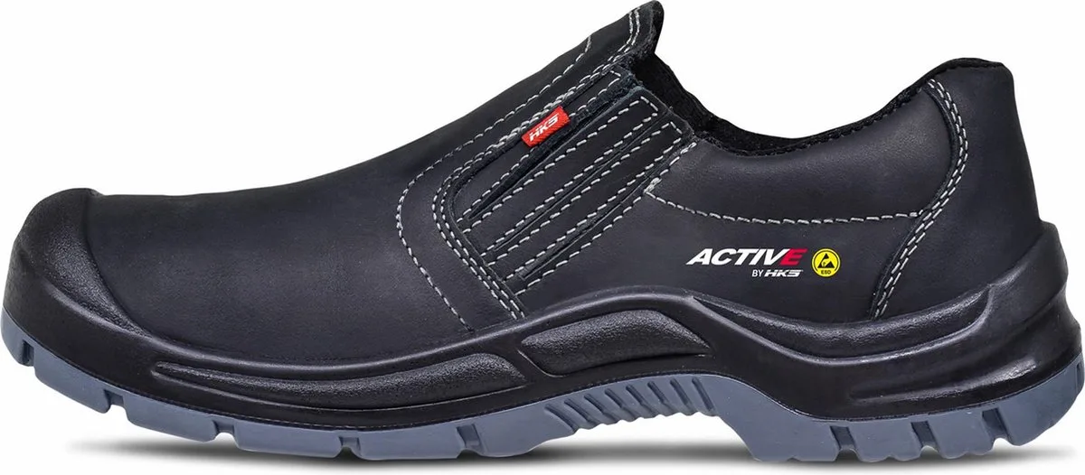 Active 100 S3 werkschoenen - veiligheidsschoenen - safety shoes - heren - instapper - laag - stalen neus - antislip - ESD - zwart de HKS, Noir, 39 – image du produit