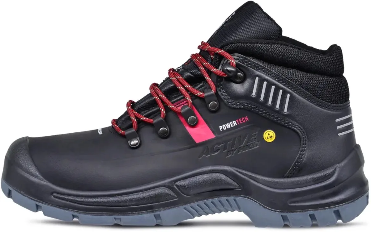 Active 275 S3 werkschoenen - veiligheidsschoenen - safety shoes - heren - hoog - stalen neus - antislip - ESD - zwart von HKS, Schwarz, Rot, 46 – Produktbild