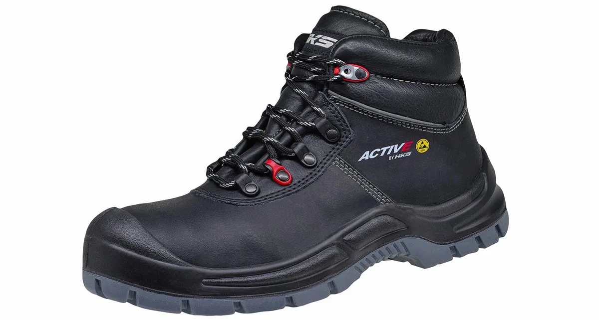 Active 500 S3 werkschoenen - veiligheidsschoenen - safety shoes - heren - hoog - stalen neus - antislip - ESD - zwart von HKS, Schwarz, 40 – Produktbild