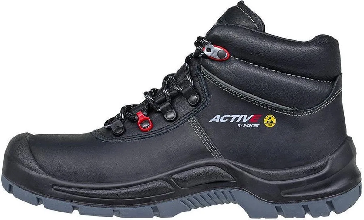 Active 500 S3 werkschoenen - veiligheidsschoenen - safety shoes - heren - hoog - stalen neus - antislip - ESD - zwart de HKS, Noir, 39 – image du produit