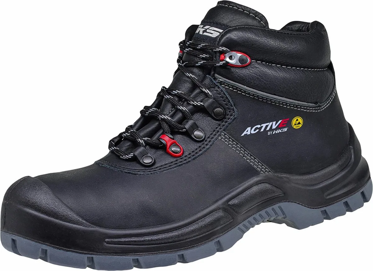 Active 500 S3 werkschoenen - veiligheidsschoenen - safety shoes - heren - hoog - stalen neus - antislip - ESD - zwart von HKS, Schwarz, 45 – Produktbild