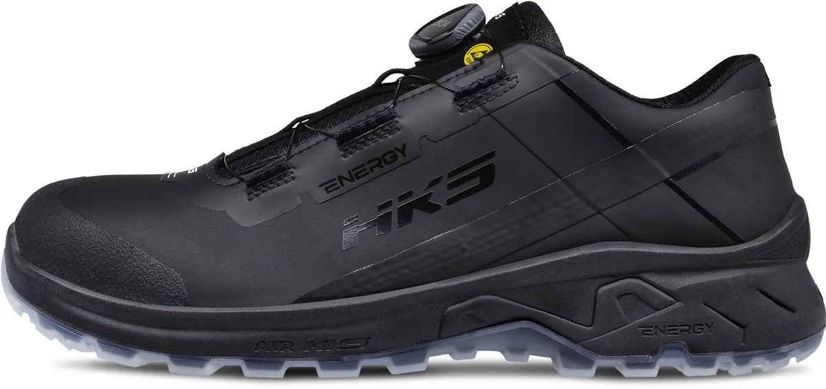 AirGuard Black BOA S3L werkschoenen - veiligheidsschoenen - safety shoes - heren - dames - laag - stalen neus - zonder veters - antislip - ESD - lichtgewicht - Vegan - zwart von HKS, Schwarz, 43 – Produktbild