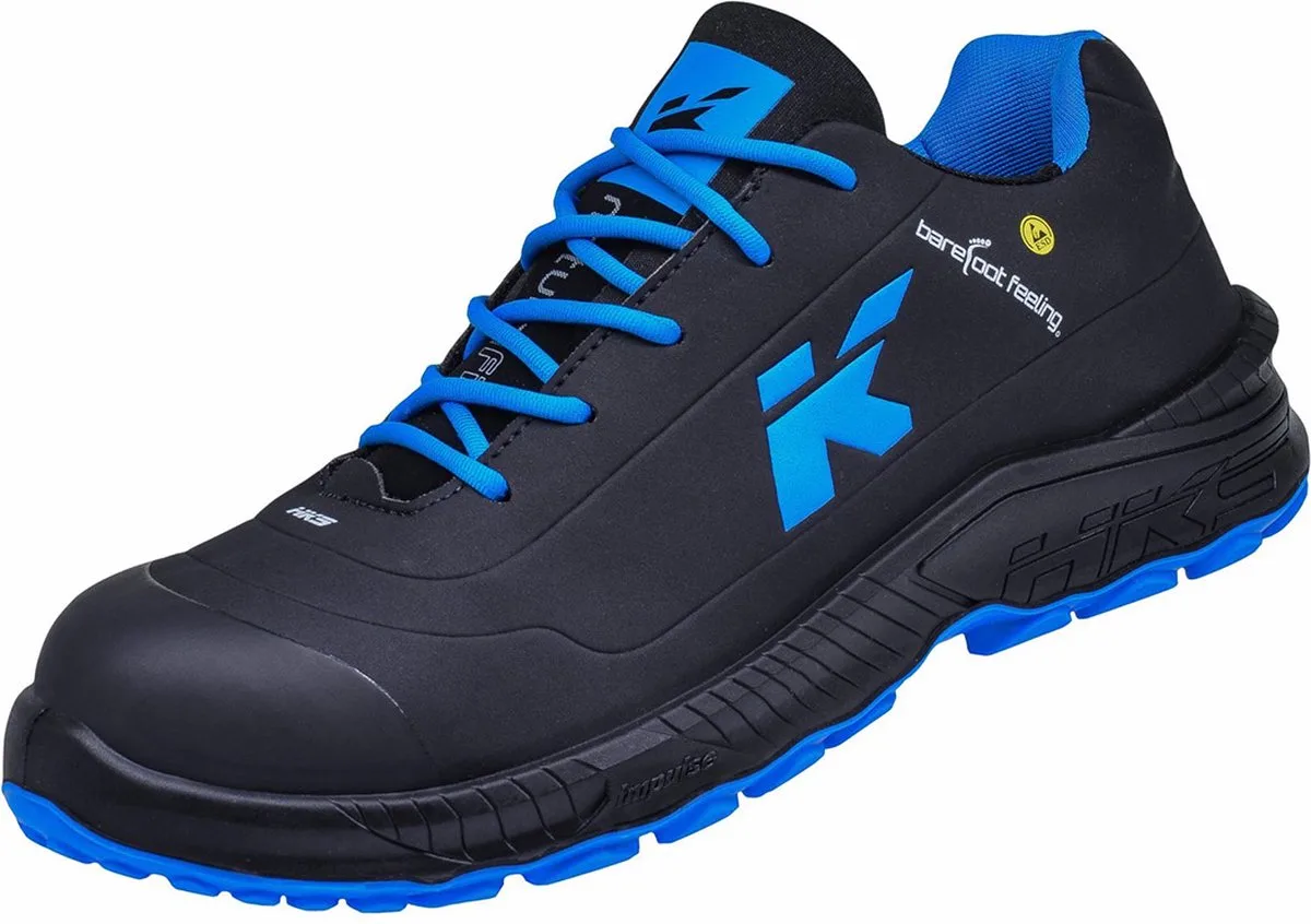 Barefoot Feeling BFS 10 S3 werkschoenen - veiligheidsschoenen - safety shoes - laag - dames - heren - composiet - metaalvrij - antislip - ESD - lichtgewicht - Vegan de HKS, Noir, Bleu, 44 – image du produit