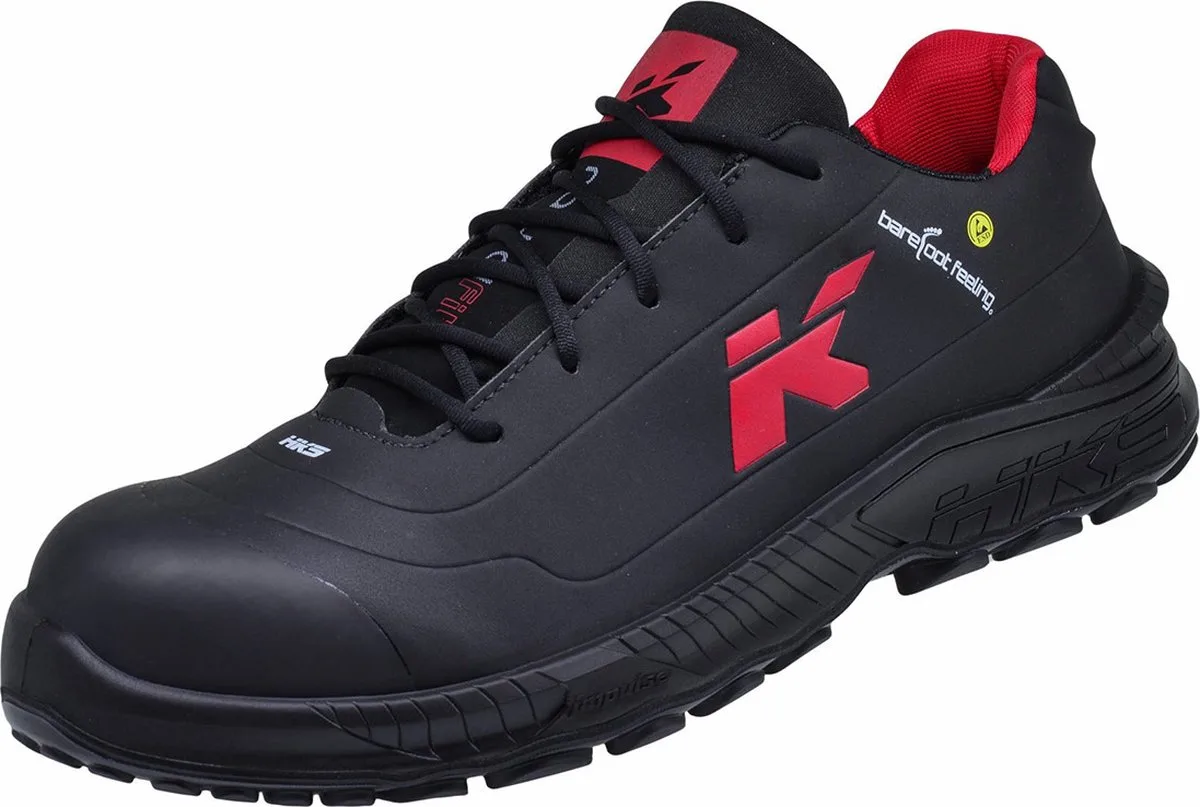 Barefoot Feeling BFS 20 S3 werkschoenen - veiligheidsschoenen - safety shoes - laag - dames - heren - composiet - metaalvrij - antislip - ESD - lichtgewicht - Vegan de HKS, Noir, Rouge, 48 – image du produit