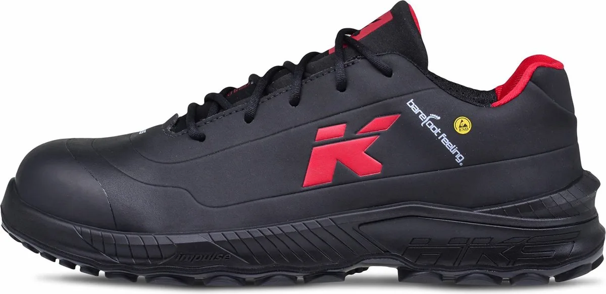 Barefoot Feeling BFS 20 S3 werkschoenen - veiligheidsschoenen - safety shoes - laag - dames - heren - composiet - metaalvrij - antislip - ESD - lichtgewicht - Vegan de HKS, Noir, Rouge, 36 – image du produit