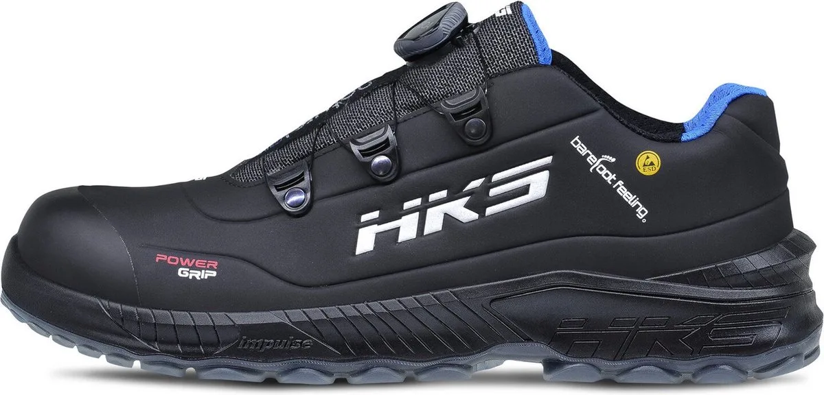 Barefoot Feeling BFS 70 BOA S3 werkschoenen - veiligheidsschoenen - safety shoes - laag - heren - dames - composiet - antislip - ESD - lichtgewicht - Vegan - zwart/grijs/blauw fra HKS, Sort, 40 – produktbillede