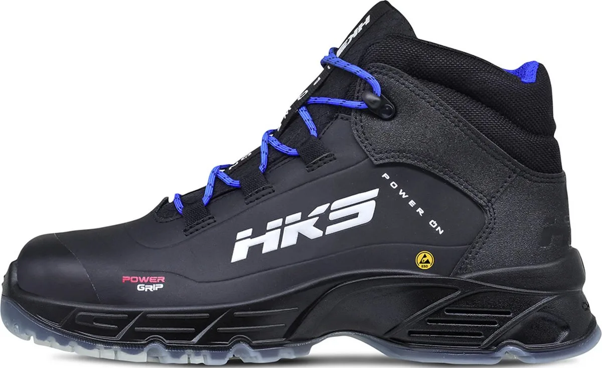 CPO 50 S3 werkschoenen - veiligheidsschoenen - safety shoes - hoog - heren - antislip - ESD - lichtgewicht - Vegan - zwart/blauw by HKS, Black, 42 – product image