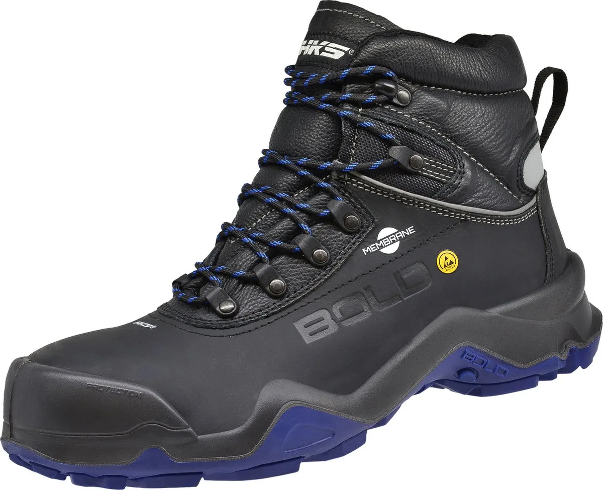 Delta 1 NTP Dry S3 werkschoenen - veiligheidsschoenen - safety shoes - heren - waterdicht - hoog - composiet - antislip - ESD - lichtgewicht - zwart van HKS, Zwart, Blauw, 41 – productafbeelding