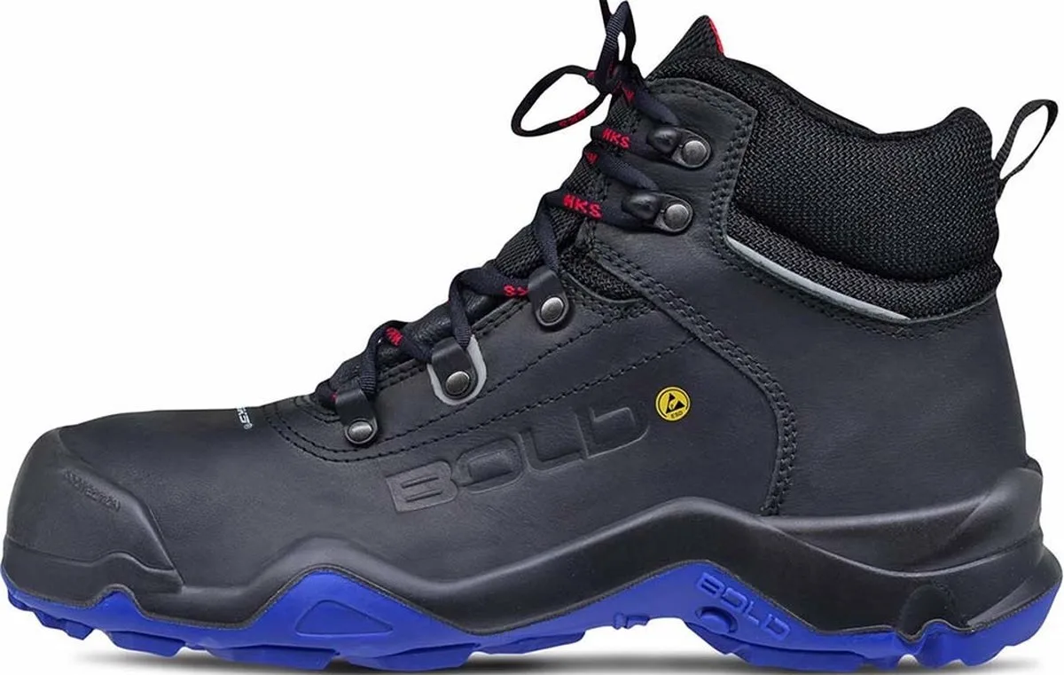 Delta 1 NTP S3 werkschoenen - veiligheidsschoenen - safety shoes - hoog - heren - composiet - antislip - ESD - lichtgewicht - zwart van HKS, Zwart, Blauw, 41 – productafbeelding