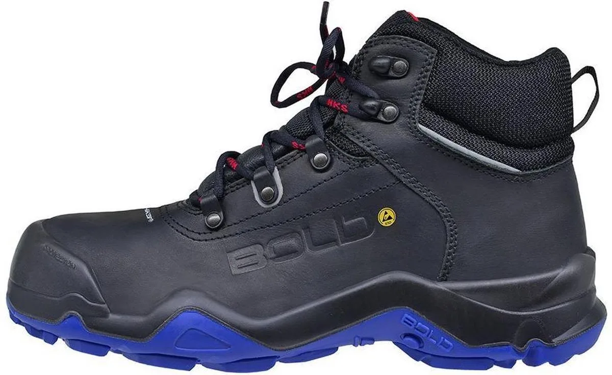 Delta 1 NTP S3 werkschoenen - veiligheidsschoenen - safety shoes - hoog - heren - composiet - antislip - ESD - lichtgewicht - zwart von HKS, Schwarz, Blau, 42 – Produktbild