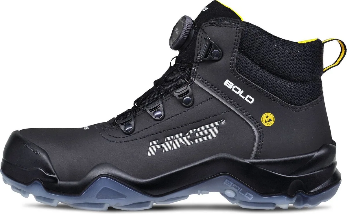 Drive 1 VTP Boa S3 werkschoenen - veiligheidsschoenen - safety shoes - hoog - heren - composiet - zonder veters - antislip - ESD - lichtgewicht - Vegan von HKS, Schwarz, 44 – Produktbild