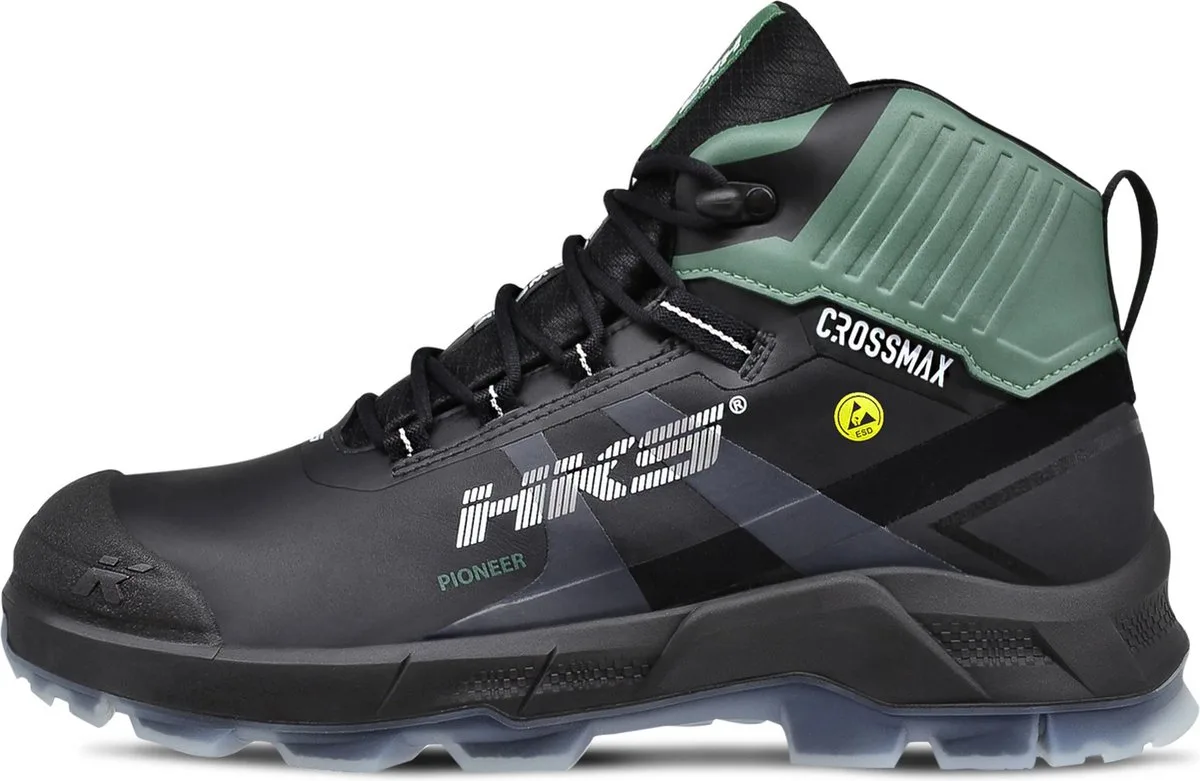 Pioneer Green S3 werkschoenen - veiligheidsschoenen - safety shoes - heren - hoog - stalen neus - antislip - ESD - lichtgewicht - Vegan - zwart by HKS, Black, 41 – product image