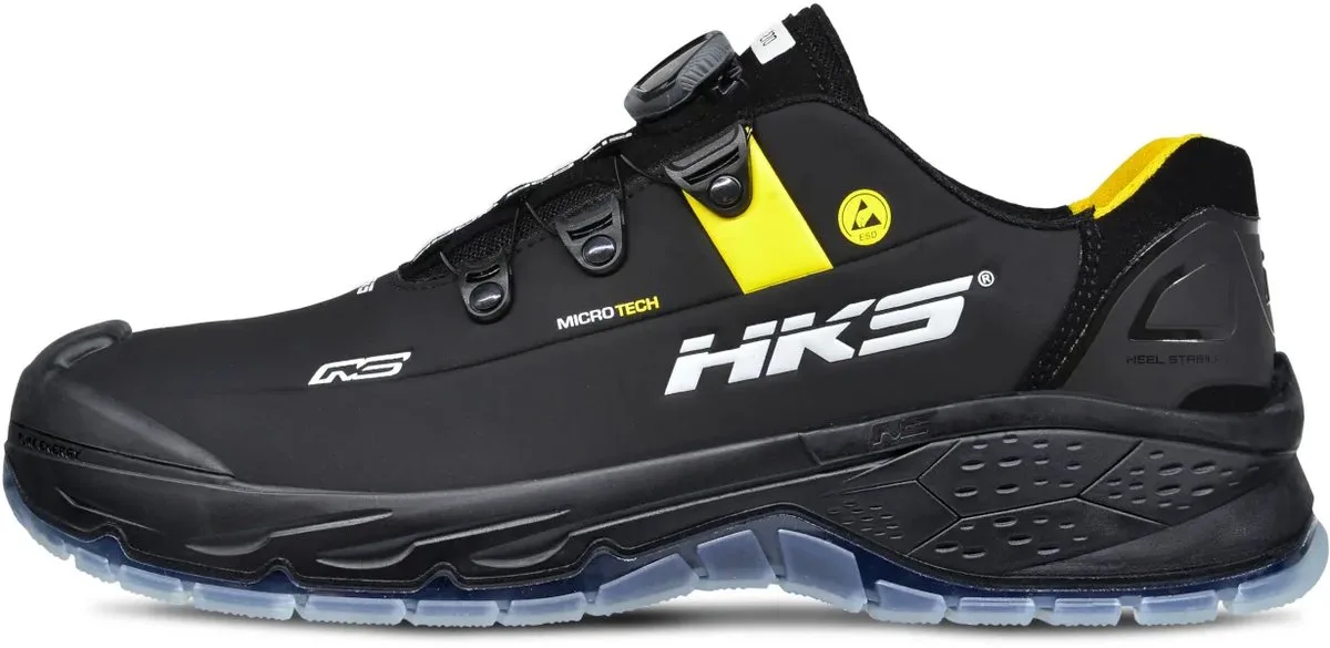 Running Star RS 270 BOA S3 werkschoenen - veiligheidsschoenen - safety shoes - heren - laag - stalen neus - zonder veters - antislip - ESD - lichtgewicht - Vegan - zwart de HKS, Noir, Jaune, 48 – image du produit