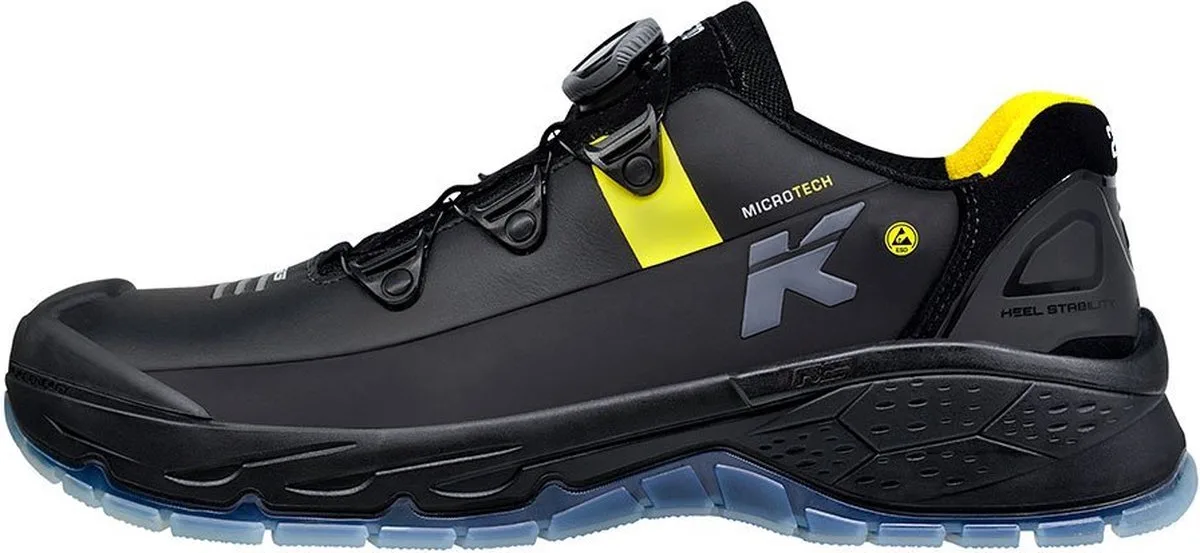 Running Star RS 270 BOA S3 werkschoenen - veiligheidsschoenen - safety shoes - heren - laag - stalen neus - zonder veters - antislip - ESD - lichtgewicht - Vegan - zwart de HKS, Noir, Jaune, 44 – image du produit
