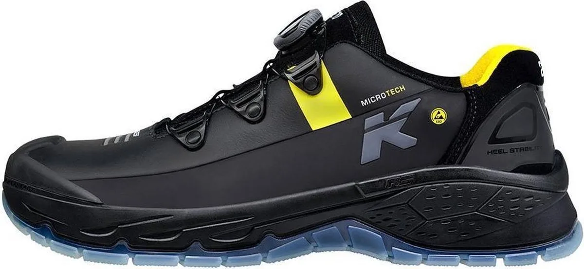 Running Star RS 270 BOA S3 werkschoenen - veiligheidsschoenen - safety shoes - heren - laag - stalen neus - zonder veters - antislip - ESD - lichtgewicht - Vegan - zwart van HKS, Zwart, Geel, 39 – productafbeelding