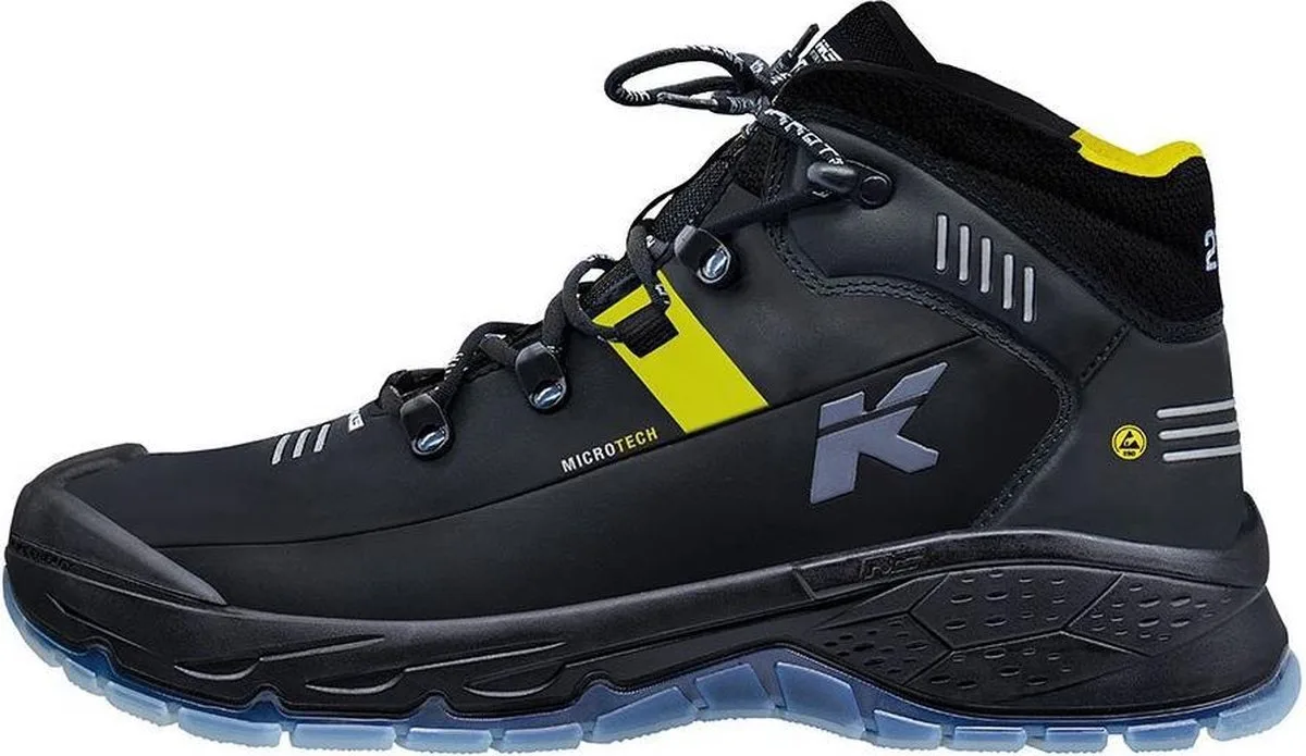Running Star RS 275 S3 werkschoenen - veiligheidsschoenen - safety shoes - heren - hoog - stalen neus - antislip - ESD - lichtgewicht - Vegan - zwart/geel fra HKS, Sort, Gul, 45 – produktbillede