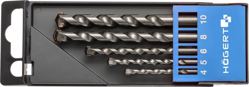 Beton Boor Set, Steenboren bit set 5 delige 4x75mm, 5x85mm, 6x100mm, 8x120mm, 10x120mm van Högert – productafbeelding