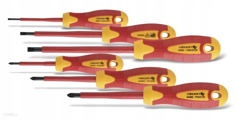 Geïsoleerde Schroevendraaierset 1000V 6 Delen HT1S996 van Högert, Rood – productafbeelding