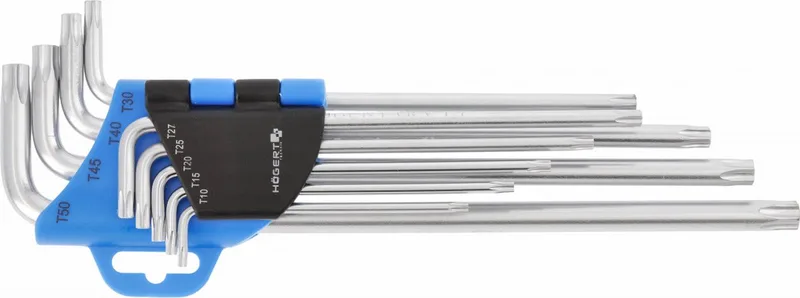 Inbussleutels, precisie Inbussleutel extra lang Torx , 9 stuks , CrV de Högert, Argent – image du produit
