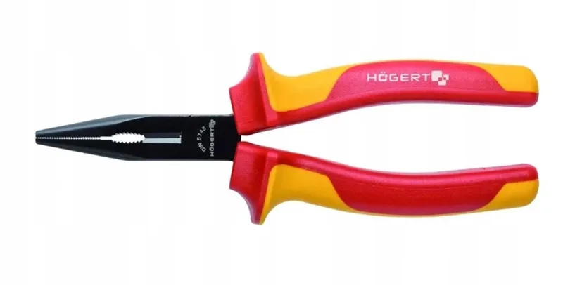 Flachrundzange gerade zum Arbeiten unter Spannung bis 1000V, 200 mm von Högert, Gelb – Produktbild