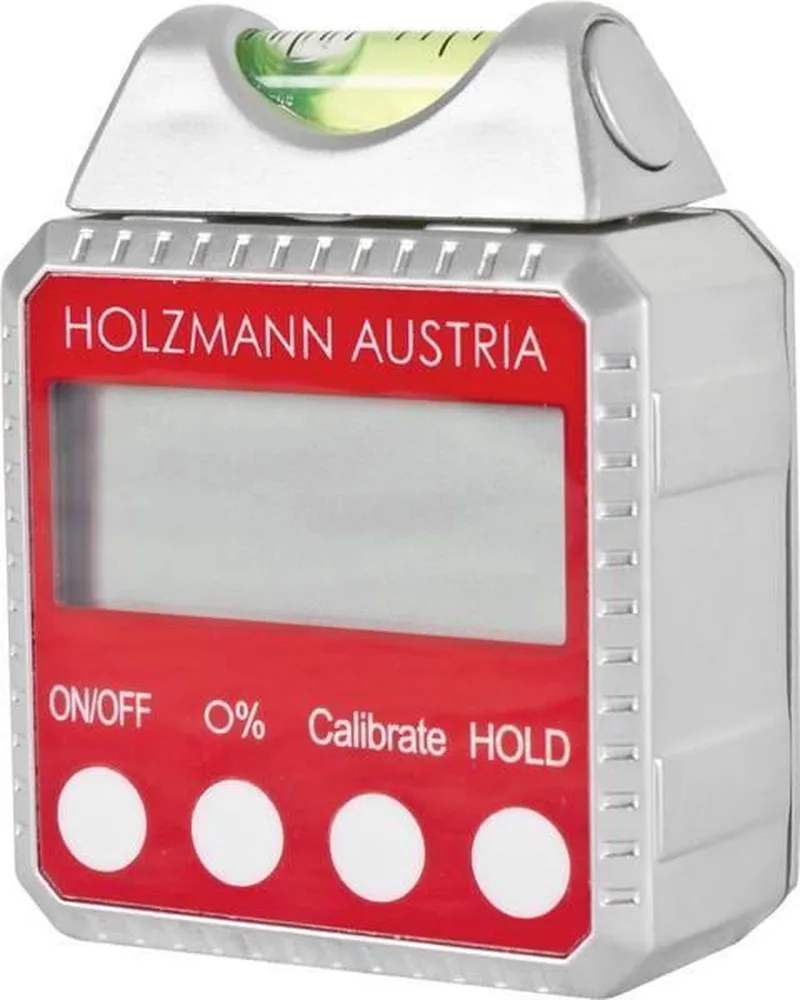 Digitale waterpas en hoekmeter - Gradenboog - 90° - metalen behuizing - Magnetisch van Holzmann, Rood – productafbeelding