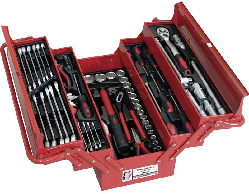 WZK86CrV Gereedschapskist (gevuld) by Holzmann, Red – product image