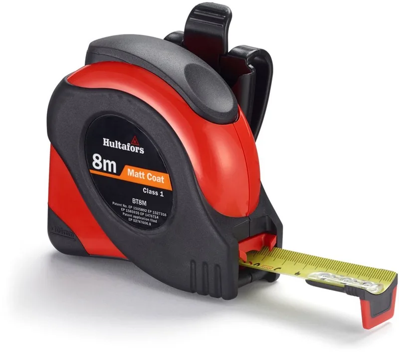 BT 8M Rolmaat - Staal - 8m x 25 mm - met markering beide zijden van Hultafors, Geel – productafbeelding