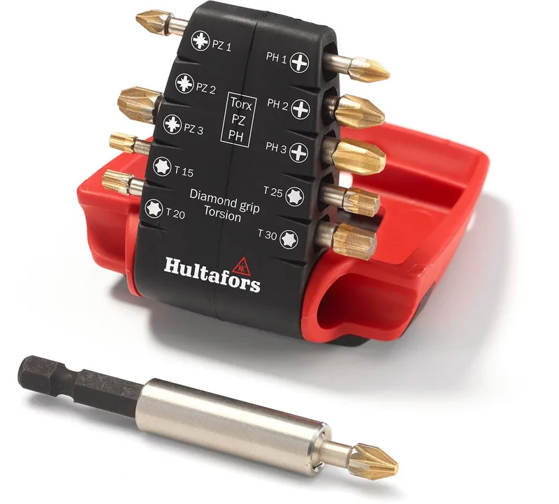Torsion Diamond Bitset Torx PZ PH met magnetische bithouder en riemhouder de Hultafors – image du produit