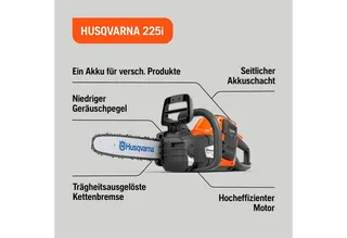 225i Accu Kettingzaag - 36V Snoerloos, Licht, 12″ Zwaard, 20 m/s Kettingsnelheid (Zonder Accu & Lader) van Husqvarna – productafbeelding 2 van 5